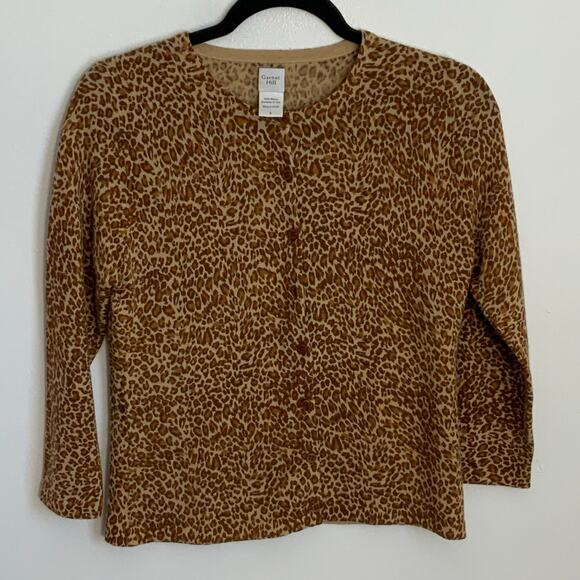 Garnet Hill Merino Leopard Cardigan size small‎ - Picture 1 of 5